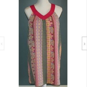 Rose & Olive Sleeveless Shift Dress Floral Geometric Size S